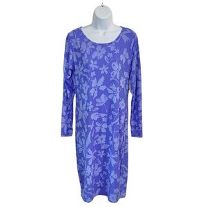 LULAROE Debbie Long Sleeve Blue Floral Dress Sz L